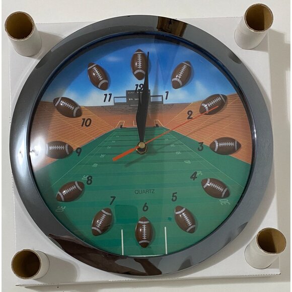 Vintage Football Clock Battery Operated Panclox International 11" Round - Picture 3 of 4